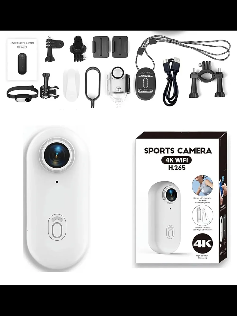 4K Sports Camera WiFi Action Cam - White New